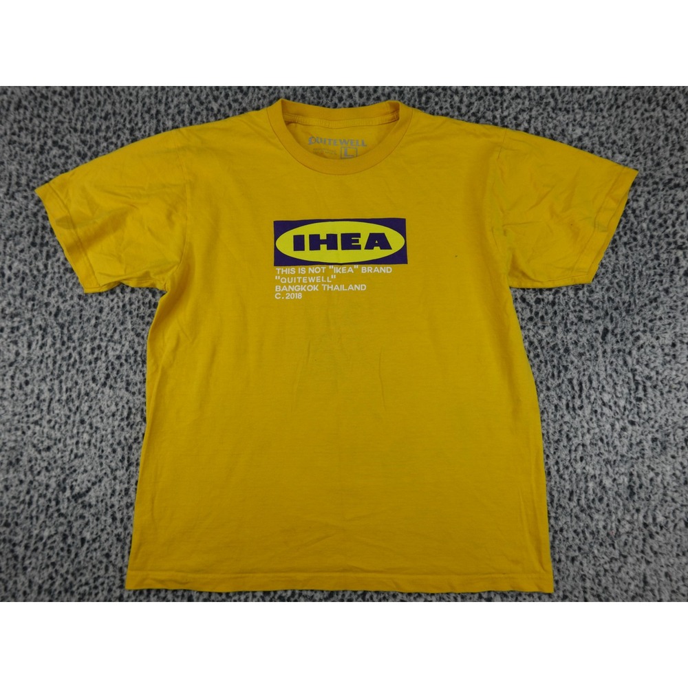 QuiteWell IHEA Bootleg Graphic Tee Mens Large Yellow Bangkok Thailand 2018 Shirt